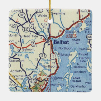 Belfast Maine 50's Map Keramisch Ornament