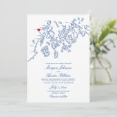 Belfast Maine Map Wedding Invitation - Penobscot Kaart (Staand voorkant)