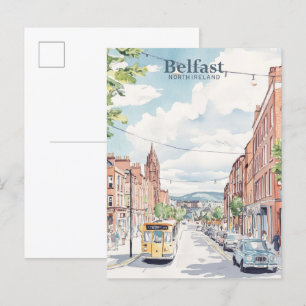 Belfast Noord-Ierland Gouache Illustratie Reizen Briefkaart
