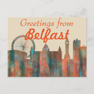 BELFAST, NOORD-IERLAND SKYLINE BRIEFKAART