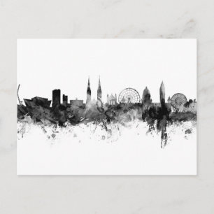 Belfast Northern Ireland Skyline Black White Briefkaart