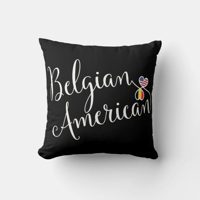 Belge Américain Coeurs Enmêlés Jeter Coussin (Recto)