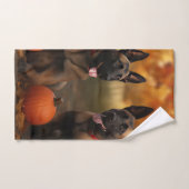 Belge Malinoi Puppy Automne Citrouille de plaisir (Serviette à main)