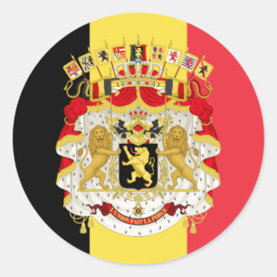 Belgian Flag & Coat of Arms, Flag of Belgium Ronde Sticker