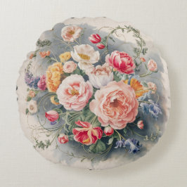 Belgian Floral Elegance Sierkussen Hoesje Rond Kussen