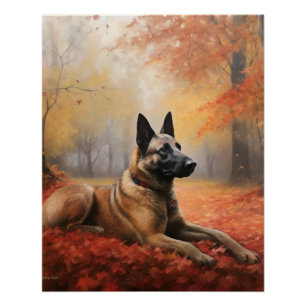 Belgian Malinoi in de herfst laat Herfst inspirere Perfect Poster