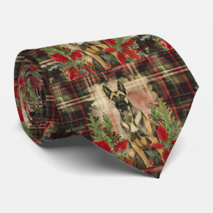Belgian Malinois Christmas Plaid Stropdas