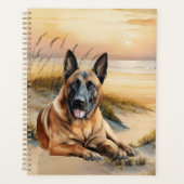 Belgian Malinois Dog Coastal Beach Cove Planner (Voorkant)