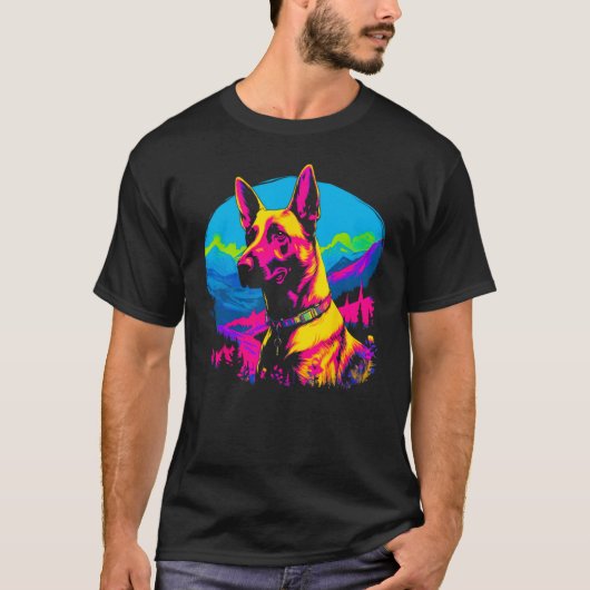 Belgian Malinois Dog Pop Art T-shirt (Voorkant)