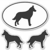 Belgian Malinois Dog Silhouettes Vinyl Sticker Set (Voorkant)