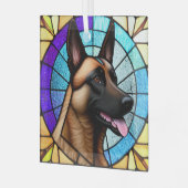 Belgian Malinois "Glas in lood" Glas Ornament (Voorkant links)