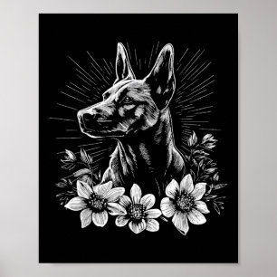 Belgian Malinois Hondenliefhebber Retro Style Tatt Poster