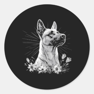 Belgian Malinois Hondenliefhebber Retro Style Tatt Ronde Sticker