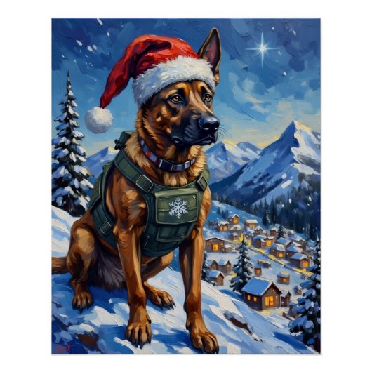 Belgian Malinois Mountain Patrol Christmas Perfect Poster (Voorkant)