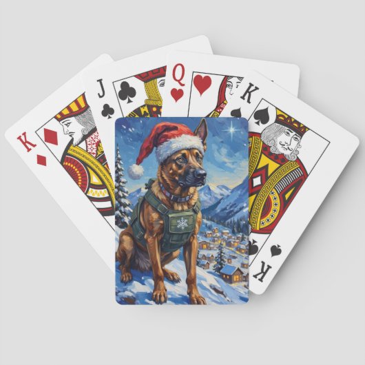 Belgian Malinois Mountain Patrol Christmas Pokerkaarten (Achterkant)