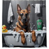 Belgian Malinois Sloppy Sleepy Schattige Funny Douchegordijn (Voorkant)