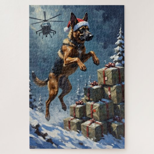 Belgian Malinois Tactical Christmas Delivery Hat Legpuzzel (Verticaal)