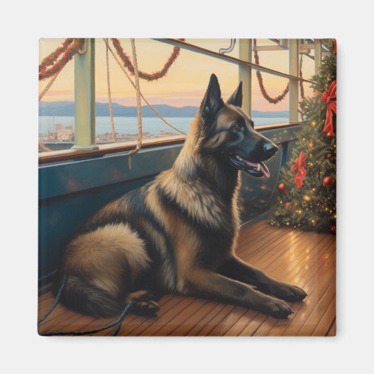 Belgian Shepherd Christmas Cruise: Pawsome Holiday Magneet (Voorkant)