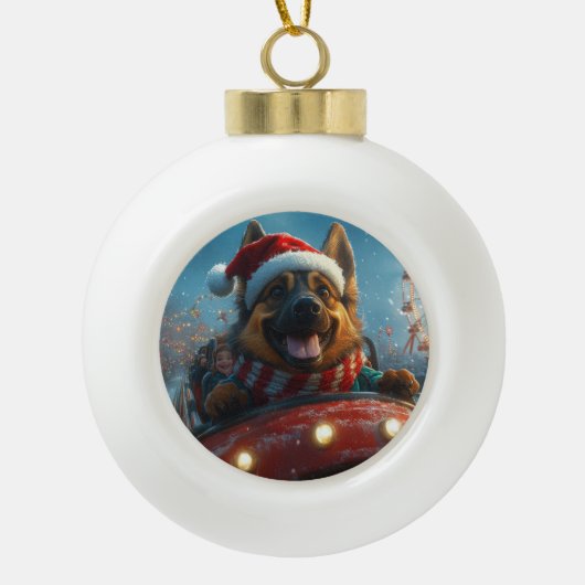Belgian Shepherd Dog Roller Onderzetter Kerst Keramische Bal Ornament (Voorkant)