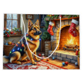 Belgian Shepherd Fireplace with Christmas Lights Groot Cadeauzakje (Achterkant)