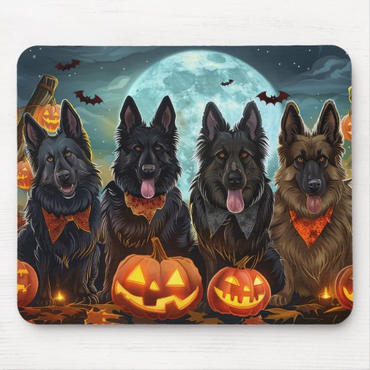 Belgian Shepherd Halloween Spooky Muismat (Voorkant)