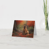 Belgian Shepherd in Autumn Leaves Herfst Inspire Kaart (Voorkant)