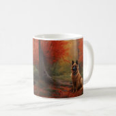 Belgian Shepherd in Autumn Leaves Herfst Inspire Koffiemok (Voorkant rechts)