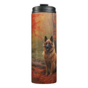 Belgian Shepherd in Autumn Leaves Herfst Inspire Thermosbeker