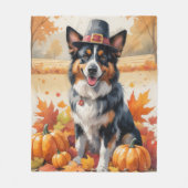 Belgian Shepherd in Autumn verlaat Thanksgiving Fleece Deken (Voorkant)