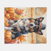 Belgian Shepherd in Autumn verlaat Thanksgiving Fleece Deken (Voorkant (Horizontaal))