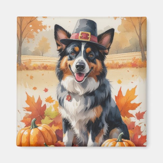 Belgian Shepherd in Autumn verlaat Thanksgiving Magneet (Voorkant)