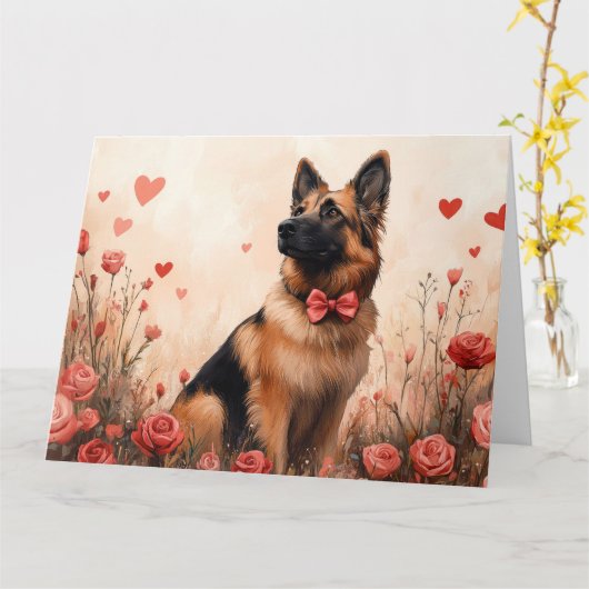 Belgian Shepherd met Rozen - Valentijnsdag Kaart (Gele Bloem)