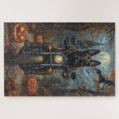 Belgian Shepherd Riding Motorcycle Halloween Scary Legpuzzel (Horizontaal)