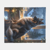 Belgian Shepherd With Christmas Lights Holiday Fleece Deken (Voorkant (Horizontaal))