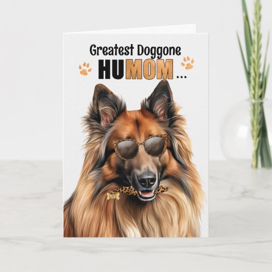 Belgian Tervuren Dog Greatest HuMOM Moederdag Feestdagen Kaart (Voorkant)