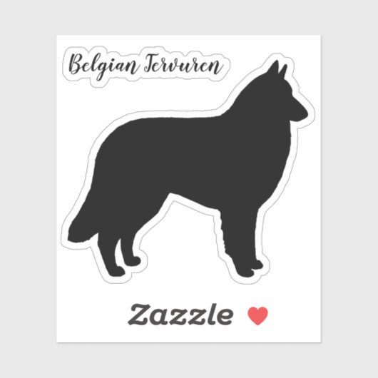 Belgian Tervuren Dog Silhouette Vinyl Sticker (Vel)