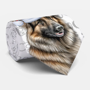 Belgian Tervuren Funny Woof Christmas Hondenliefhe Stropdas