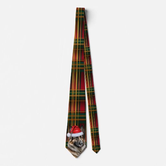 Belgian Tervuren Holiday Plaid Christmas Stropdas (Voorkant)