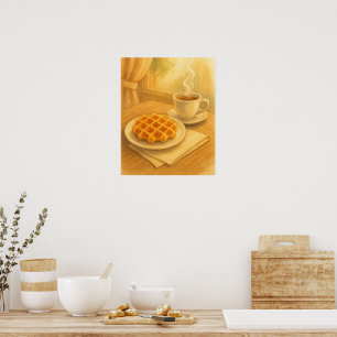 Belgian Waffle & Coffee Poster – Gezellig Café Sce
