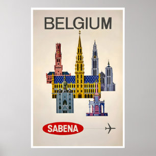 België Architectuur Kunst Vintage Reisposter Poster