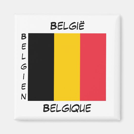 België Belgische Talen Vlaggen Square Magnet Magneet (Voorkant)