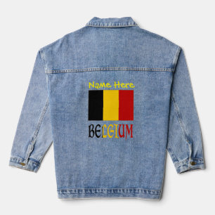 België en Belgische Vlag Gele Personalisatie Denim Jacket