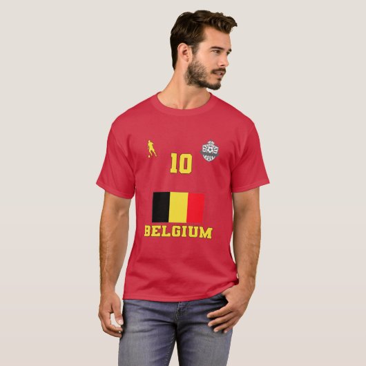 België Football Voetbal Nationaal Team #10 T-Shirt (Voorkant volledig)