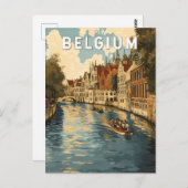 België Illustratie Reizen Art Vintage Briefkaart (Voorkant / Achterkant)
