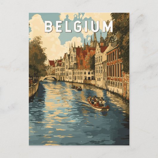 België Illustratie Reizen Art Vintage Briefkaart (Voorkant)