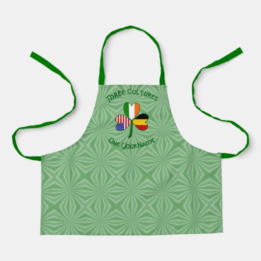 België Irish USA Flags Shamrock Personalized Kinde Schort (Voorkant)