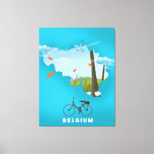 België Kaart reisposter afdrukken. Canvas Afdruk