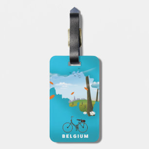 België Kaart reisposter print. Bagagelabel