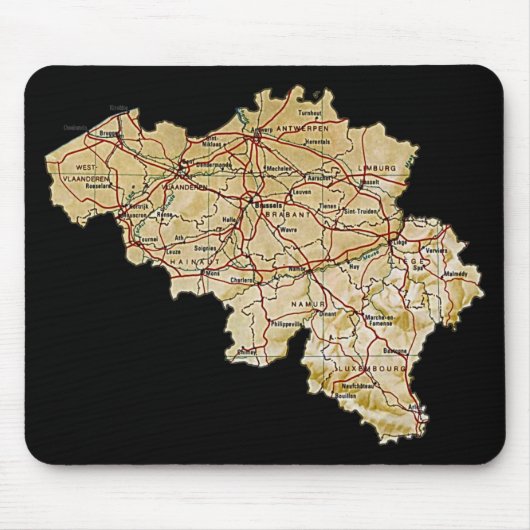 België Map Mousepad Muismat (Voorkant)