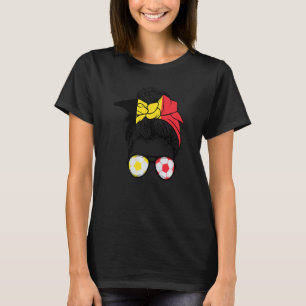België Messy Bun Soccer Flag België Soccer Girl T-shirt